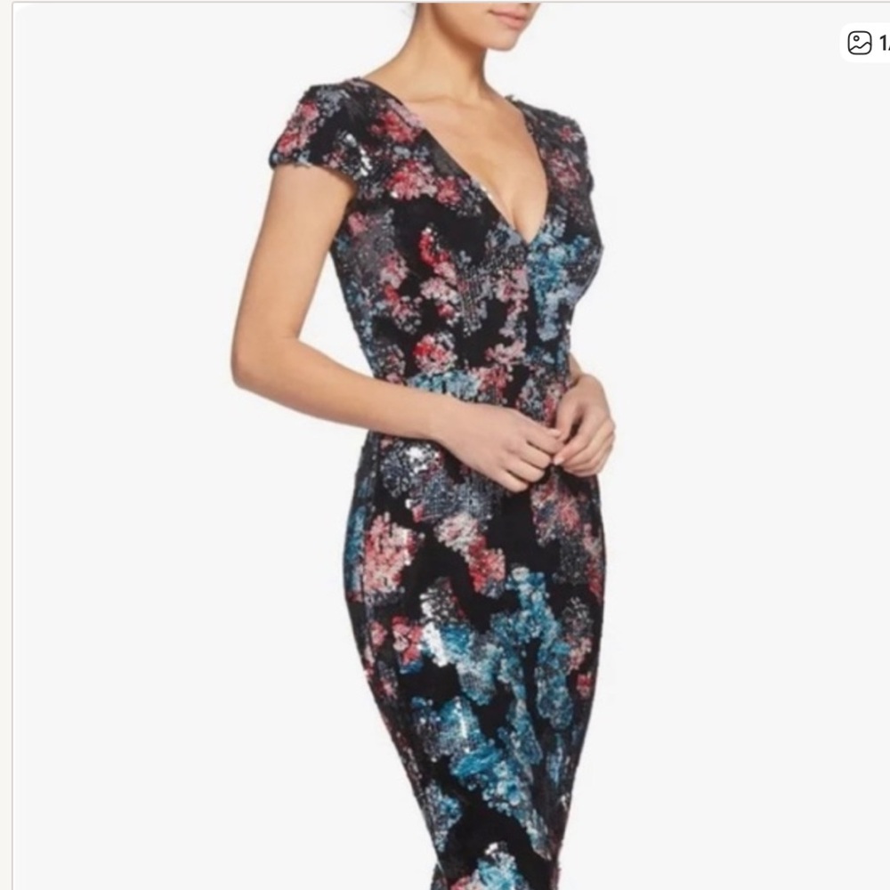 Dress the Population Black Floral Midi Dress